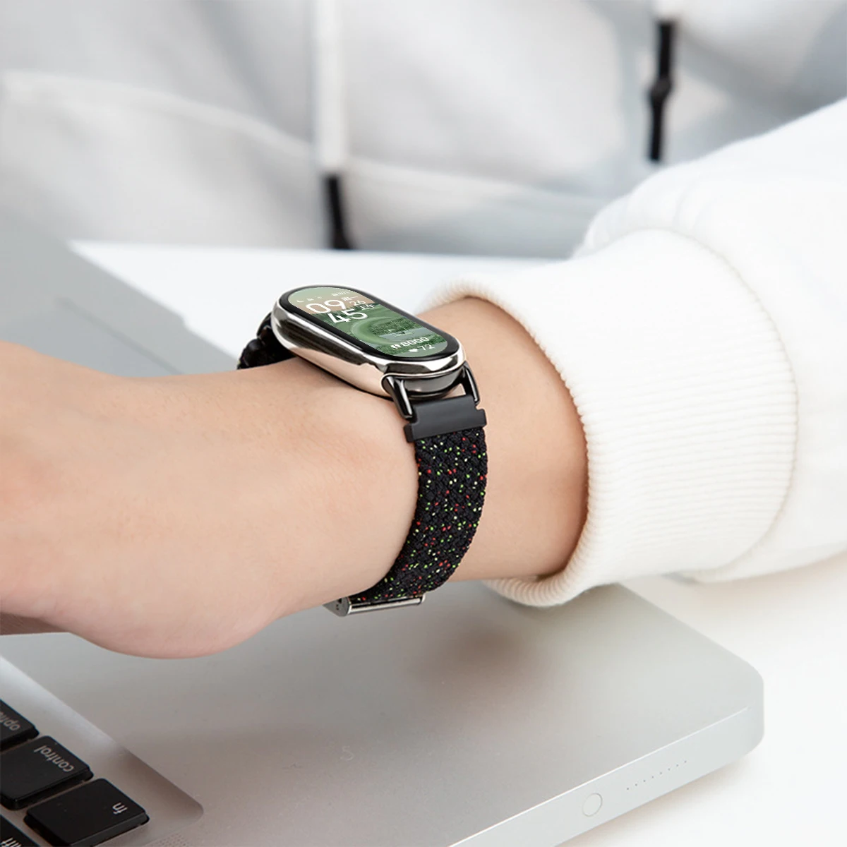 สายรัดไนลอนสําหรับ Xiaomi Smart Band 8 9 เปลี่ยน Bracelect สายนาฬิกาเข็มขัด Xiaomi Band8 หัวเข็มขัดโลหะสายรัดข้อมือ