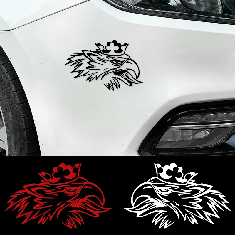 Crown Eagle Sticker Cool Vinyl Decal Waterproof Easy Apply for Car Triangle Window Windshield Bumper Fuel Cap Smooth Surface