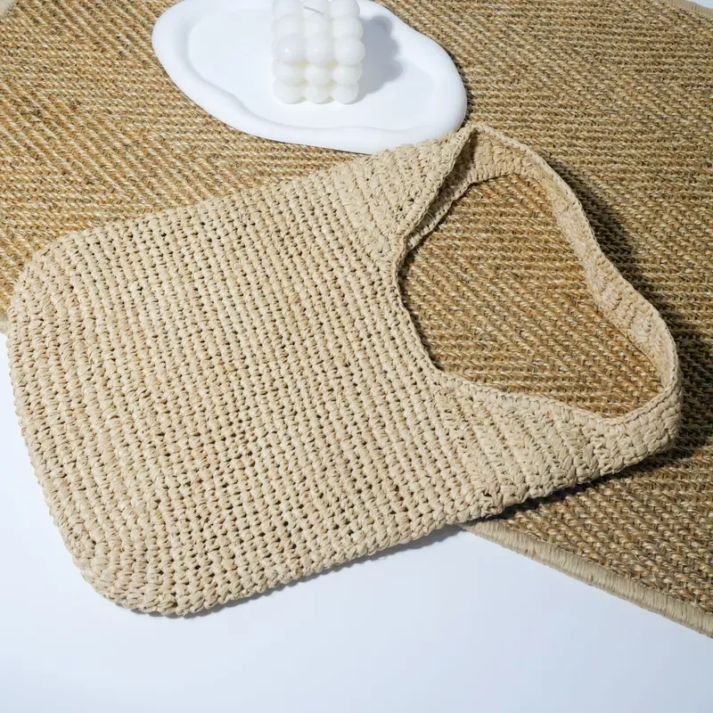 Raffia Hand-Woven Straw Shoulder Bag for Women – Lightweight Beach Vacation Bag with Versatile Styling view 3