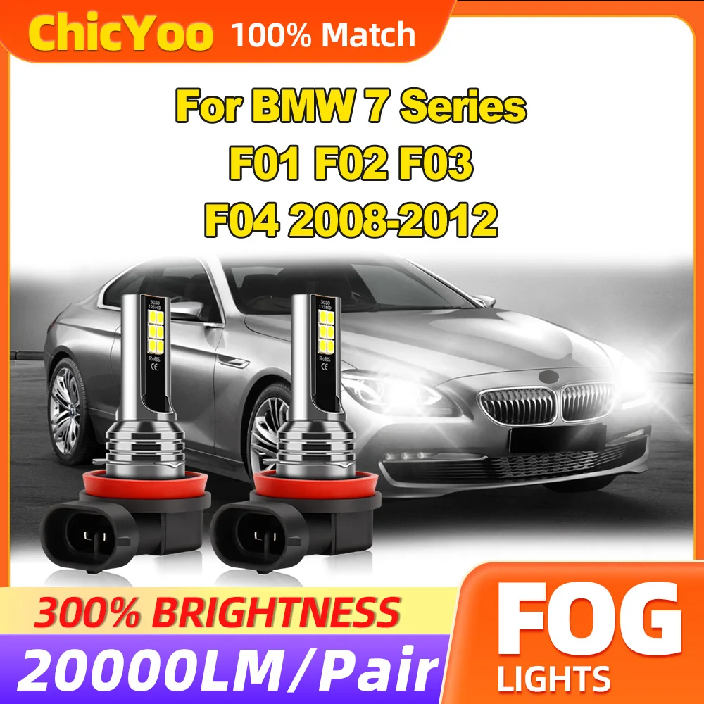 20000LM Fog Lights 60W Plug And Play LED Fog Lamps 6000K White 12V For BMW 7 Series F01 F02 F03 F04 2008 2009 2010 2011 2012