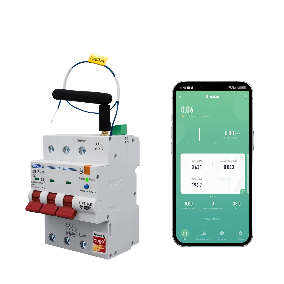 3P+N Three Phase WiFi Smart MCB TUYA RS485 Modbus Din Rail Multi Protection Breaker