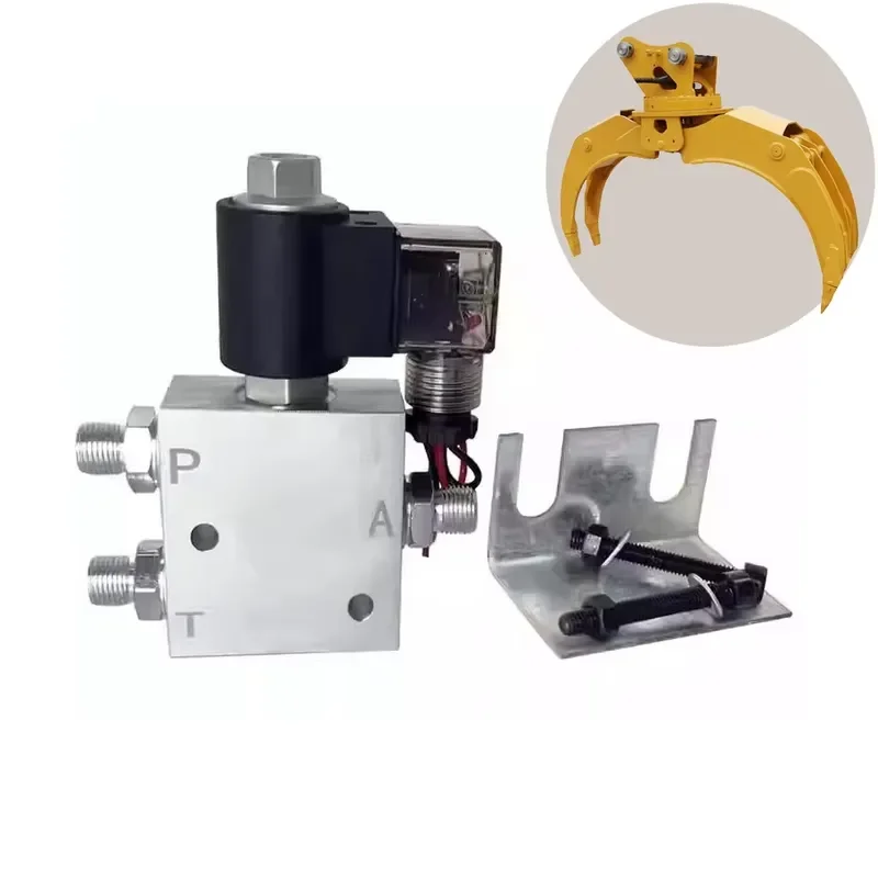 2 Position 3 Way 4 Way Solenoid Valve Control 12V 24V Hydraulic Oil Quick Connector Pilot Valve for Grab Machine
