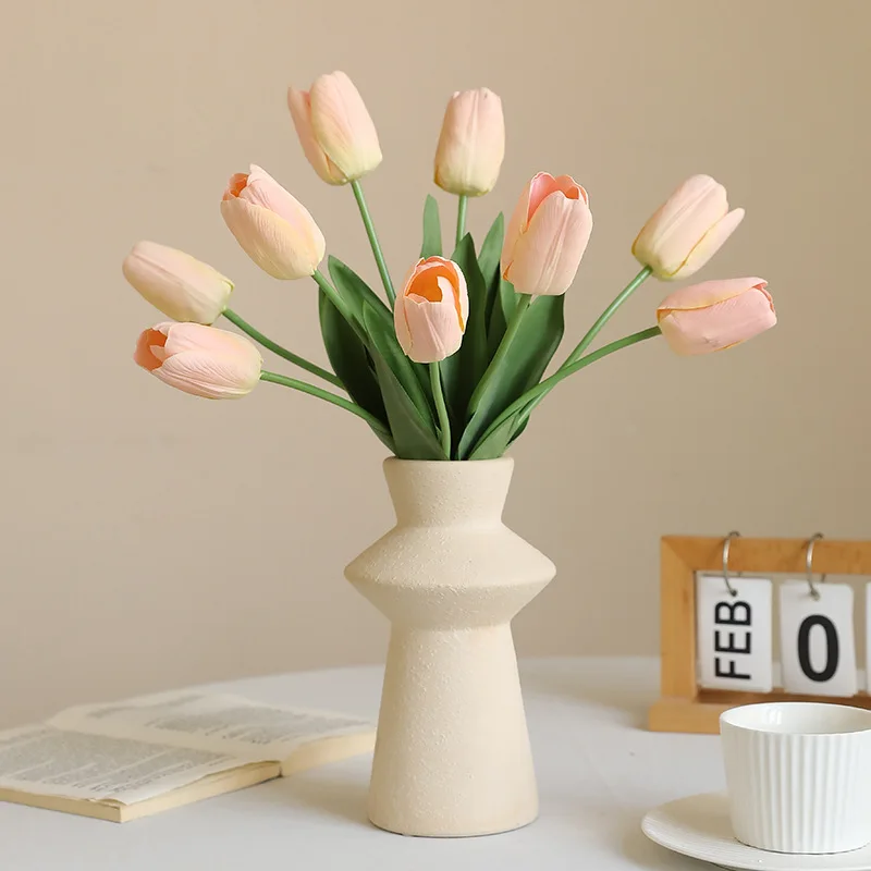 1Pcs Tulip Artificial Flowers Real Touch Bouquet Fake Flowers Decoration for Wedding Supplies Home Decor Valentines Flowers