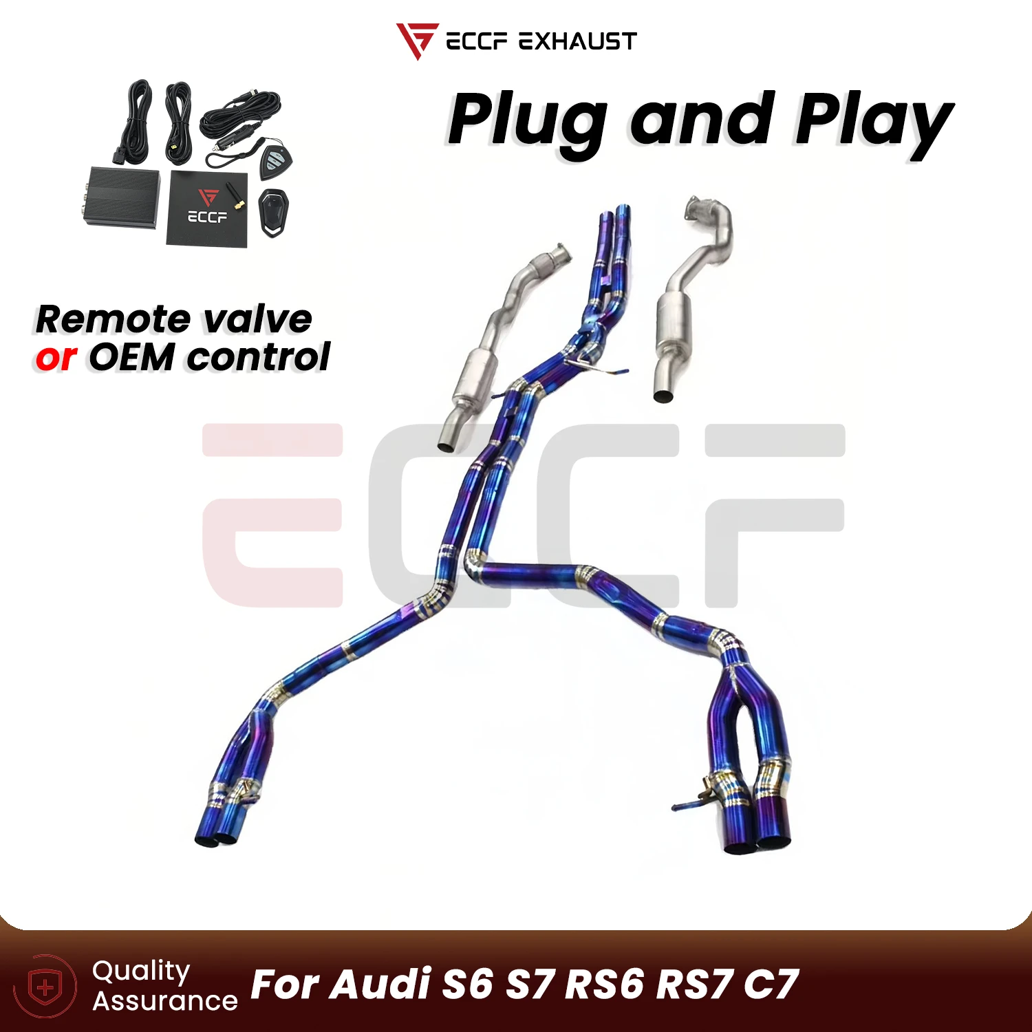 Sporty Titanium straight pipe Catback exhaust With Front pipe For Audi S6 S7 RS6 RS7 C7 Plug and Play Performance Upgrade
