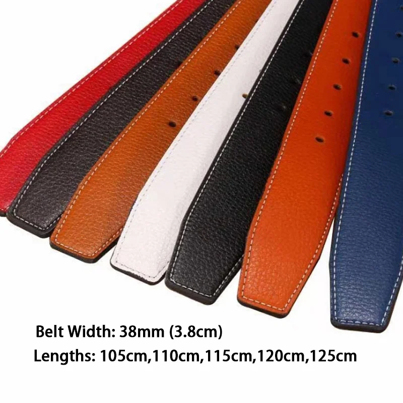 Replacement Men\'s Belt Strap Durable 38mm Genuine Leather No Buckle Hot Fashion DIY New 7 Colors