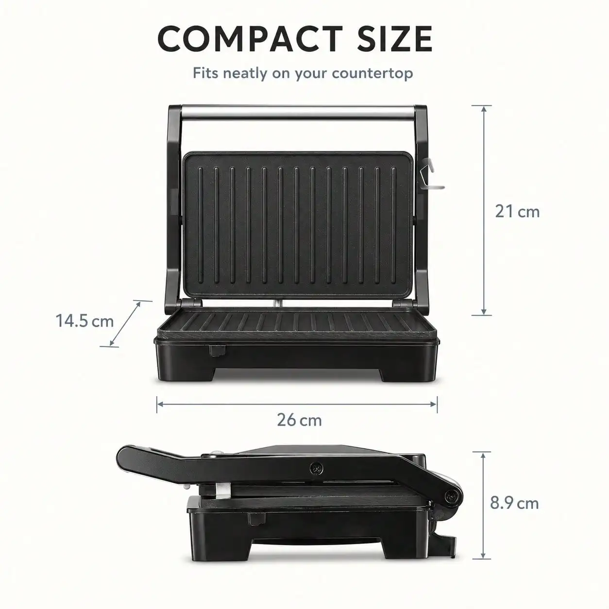 1000W Panini Press & Sandwich Maker - 304 Stainless Steel, Non-Stick Griddle Plates, Versatile Folding Health Grill For Meat, Kebabs, Fish With Automatic Temperature Control
