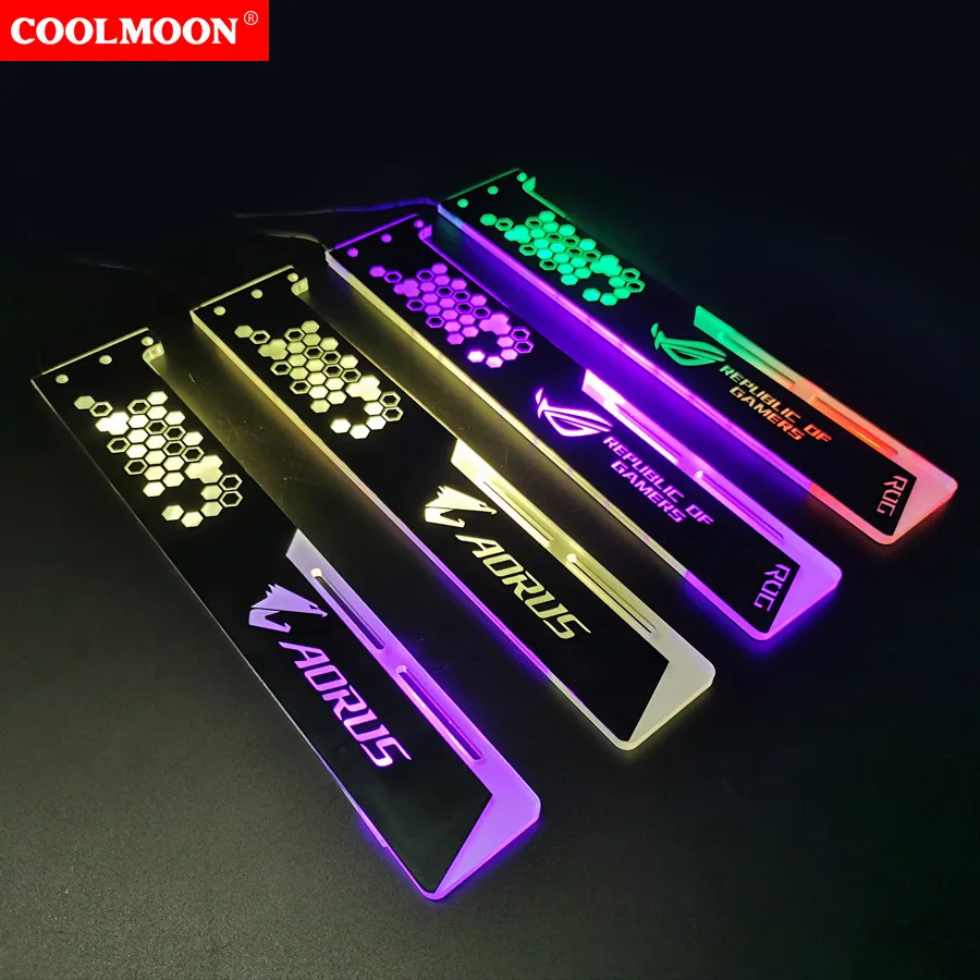 COOLMOON Molex 소형 RGB 그래픽 카드 홀더, 팬텀 컬러 변경, 아우라 싱크 확장 버전, 4 핀, 28cm x 5.5cm