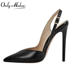 Onlymaker Women Pointed Toe Black Sexy Strap Stiletto High Heel Ankle Strap  Heels Sandals