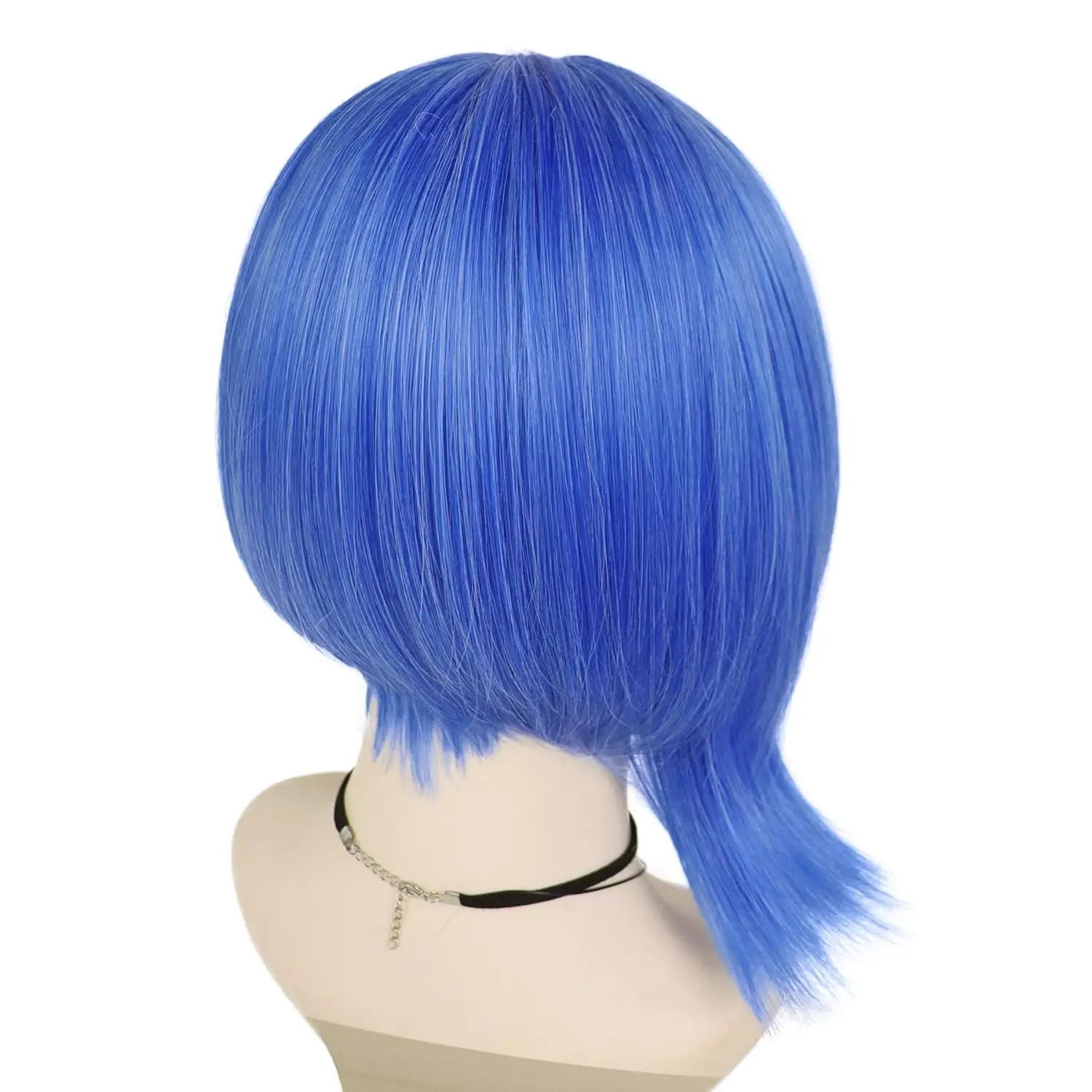 Perruque de tristesse bleue synthétique【+ bonnet de perruque + lunettes】 perruques Bob courtes bleues perruque de Cosplay femmes perruque bleue droite tenue de Costume Halloween