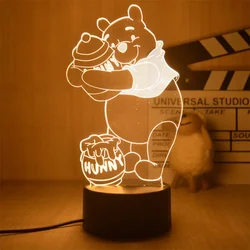 Disney Pooh Bear-Lámpara de escritura de escritorio para niños, luz nocturna de protección ocular monocromática blanca cálida 3D, regalos de cumpleaños