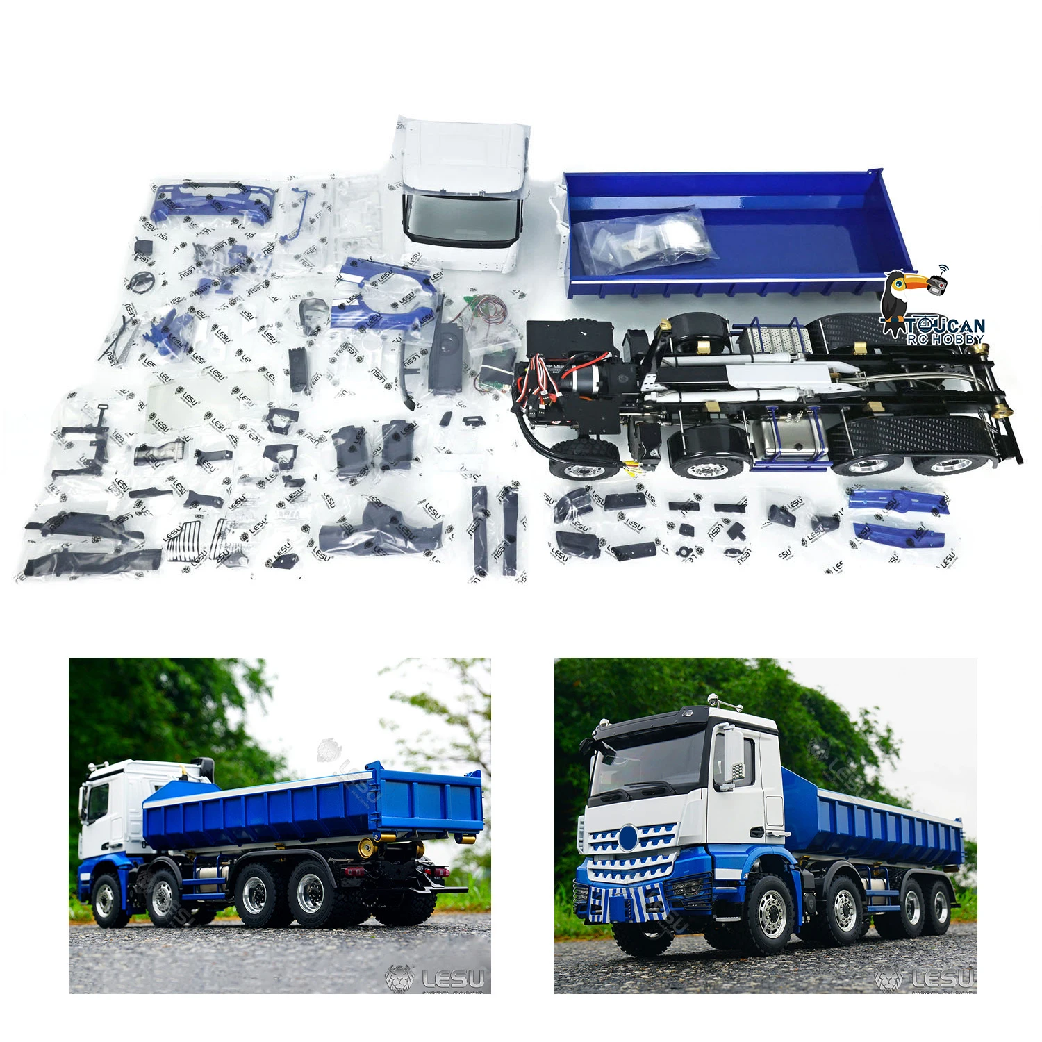 

LESU 1/14 RC 8x8 Hydraulic Dumper Truck Roll On/Off Tipper for Tamiyaya Car Painted Assembled Light Sound Model TH20429