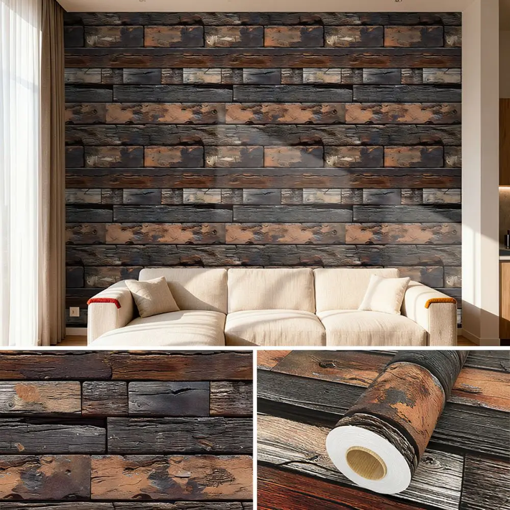 Modern Retro Brick Wall Sticker PVC Peel Stick Wallpaper Bedroom Television Background Decorative Covering Room Wall Paper