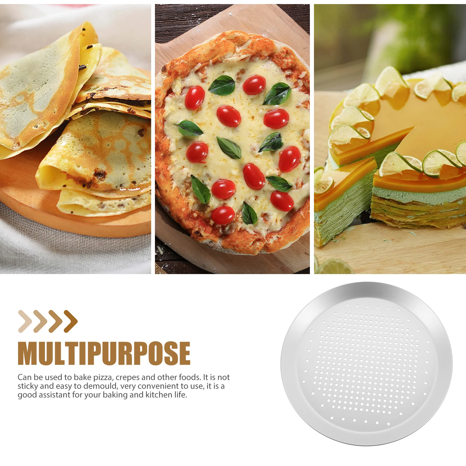 

Big Bread Aluminum Alloy Pizza Tray Pans Flat Baking with Hole Perforated Bakeware