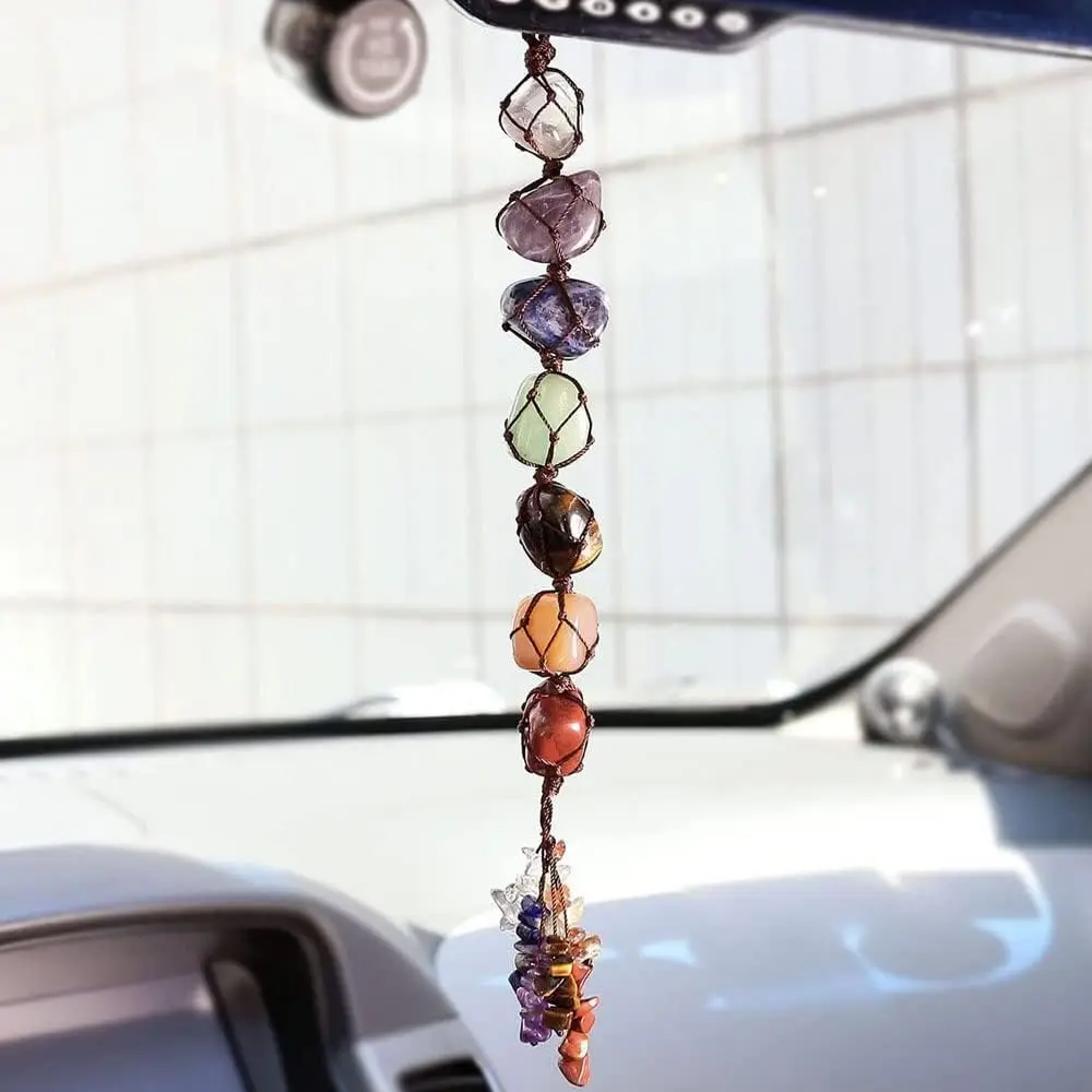 Handmade Healing Crystal Window Car Charm 7 Chakras Home Decoration Accessories Chakra Balancing Reiki Yoga Meditation Car Decor