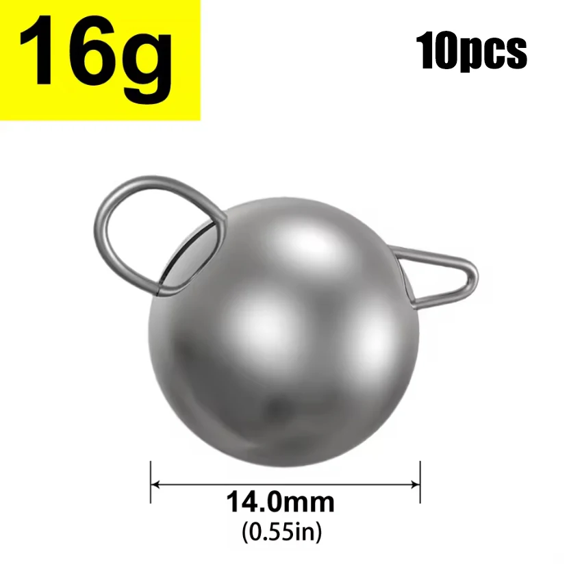 Mrlurion Angelzubehör, 10 Stück, 2 g, 4 g, 6 g, 8 g, 10 g, 12 g, 14 g, 16 g, Jigging-Blei-Sinker zum Tiefwasser-Köderangeln, rundes Anhänger-Sink