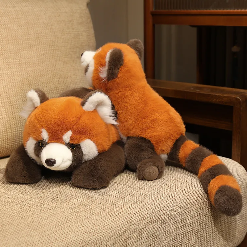 

Lesser Panda Plush Toys Set Soft Cozy Brown White Fur Realistic Stuffed Animals Home Decor Kids Gift Cuddly Dolls Different