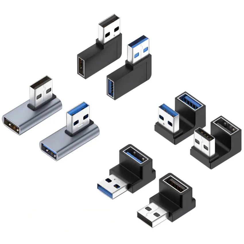 90 stopni USB 3.0 męski na żeński prawy przystawka kątowa Adapter USB w górę łokieć Adapter 10Gbps do laptopa złącze PC Converte