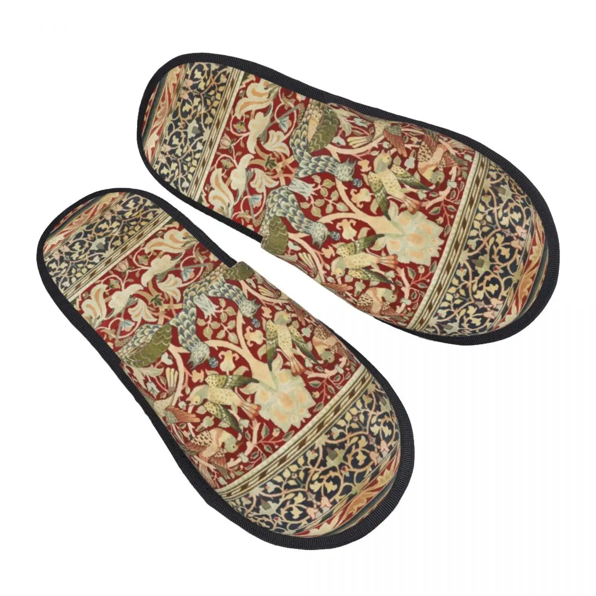 Frauen William Morris Vintage Haus Hausschuhe gemütlich warm Blumen Textil Muster Memory Foam flauschige Pantoffel Indoor Outdoor Schuhe