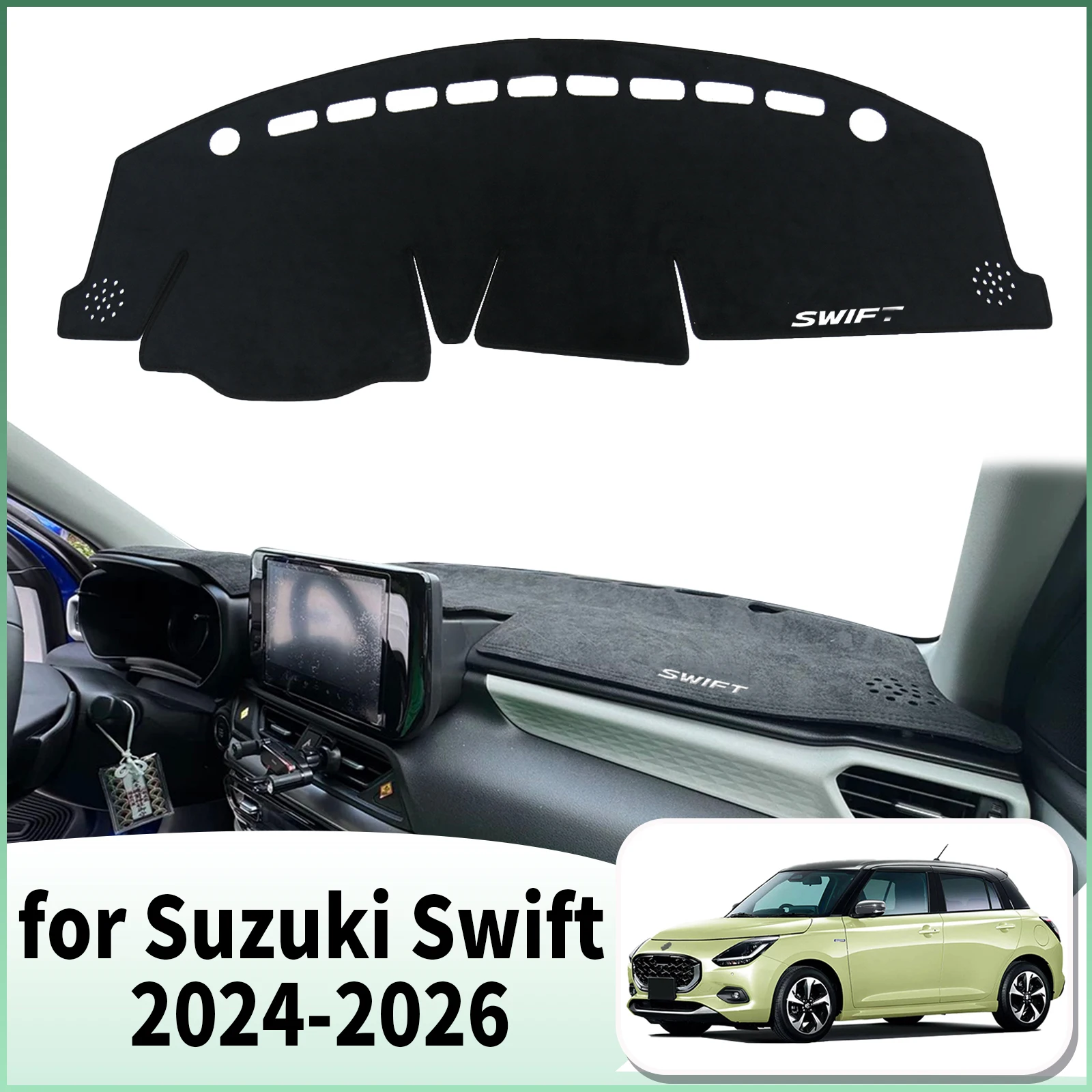 

fit for Suzuki Swift 2024-2026 white logo Car Accessories Dashmat Dashboard Cover Pad Protective Carpet DashMat Sunshade