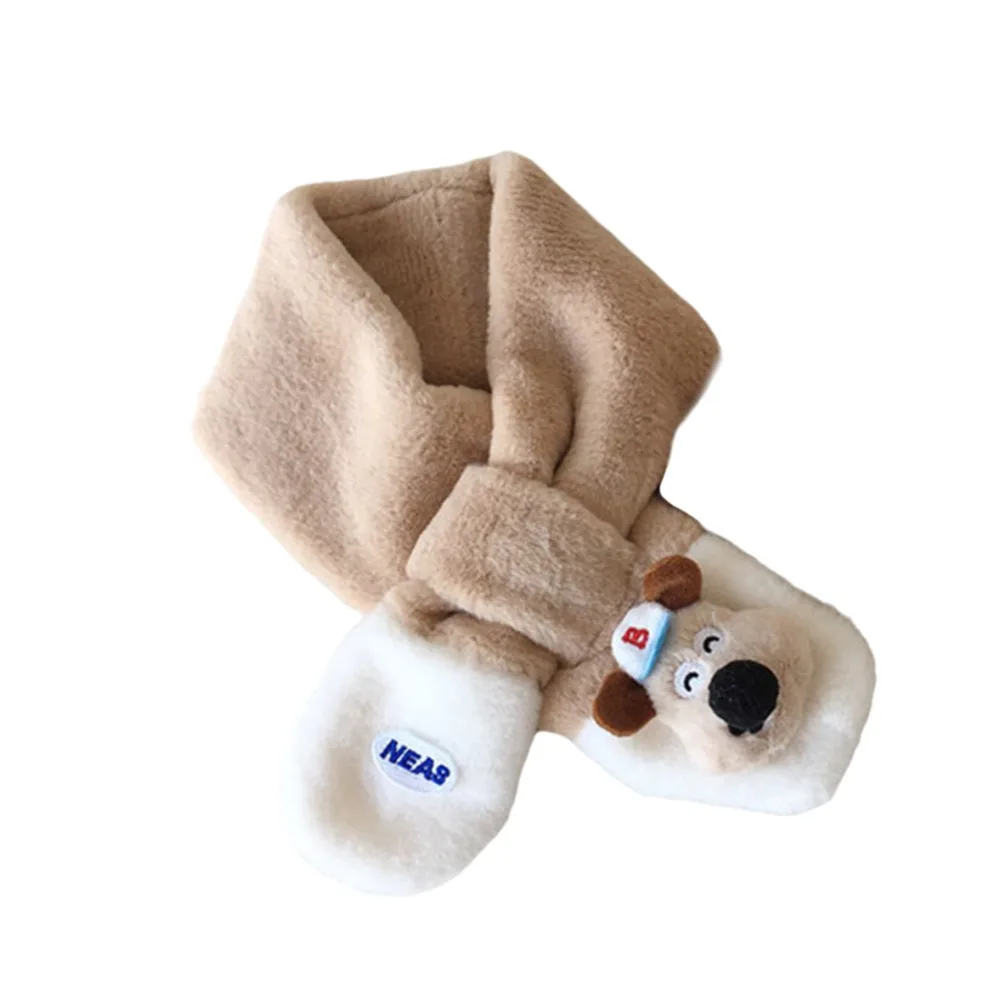 Mode enfants col de fourrure écharpe garder au chaud épaissir thermique cou plus chaud coupe-vent dessin animé hiver foulards automne hiver