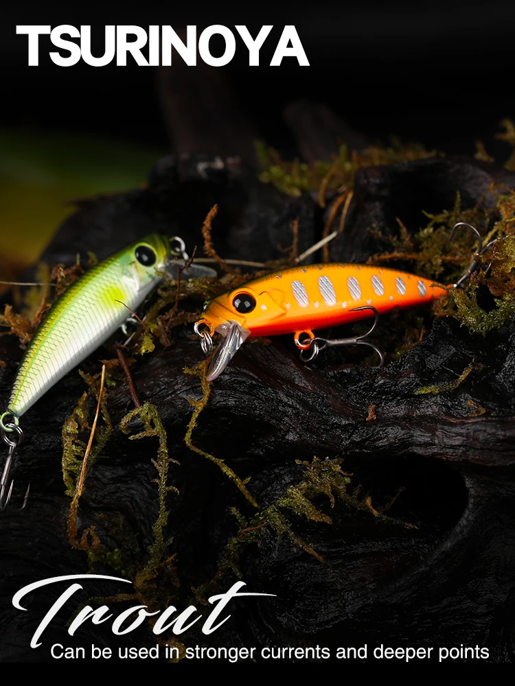 TSURINOYA 46S Tonąca przynęta na ryby Minnow Intruder 46mm 5g Sztuczny pstrąg Ajing Stream Lake Jerkbait Rockfishing Twarde przynęty — zdjęcie 2