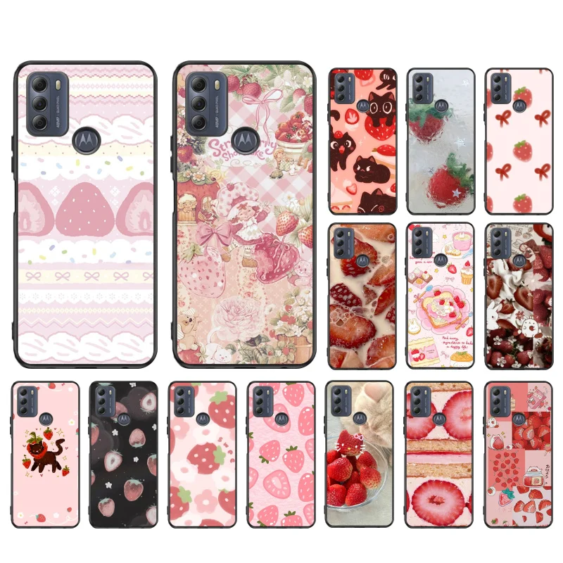 

Phone Case For Moto G86 G85 G75 G15 G05 G56 G72 G53 G54 G84 G60 G31 G32 G24 G 5G G Play Strawberry Cat Cake