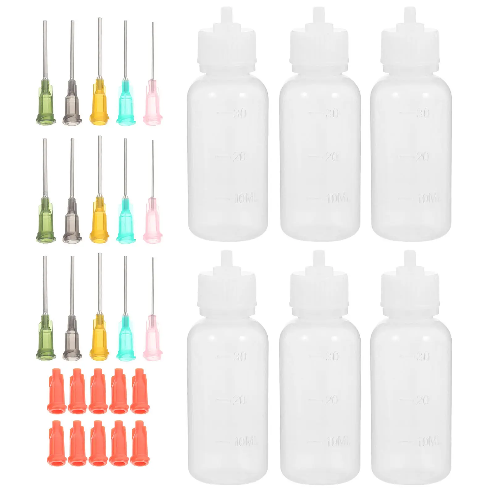 1Set Industrial Dispensing Bottle Set Precise Applicator Needle Tip Squeeze Bottles for Flux Glue Solvent Crafts DIY Electronic