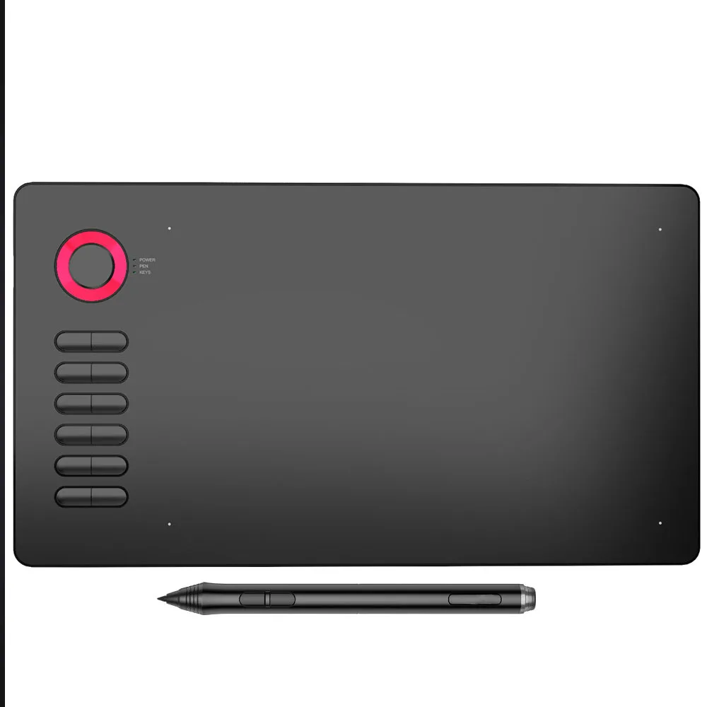 10x6 Inch Graphic Tablet 8192 Tilt Battery-Free Stylus 12 Hotkeys 5080LPI 250RPS Type-C Digital Pad For Manga Win Mac Android
