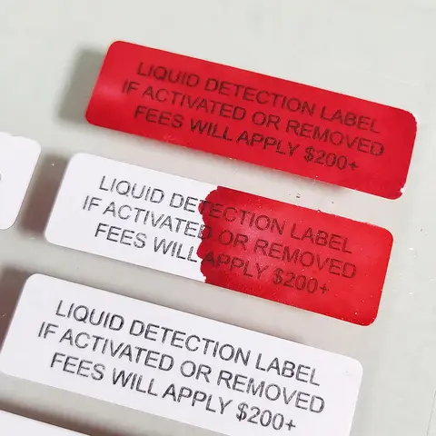 100pcs 30x9mm Liquid Detection Label Water Sensitive Sticker Turn Red When Got Wet Device Potential Damage Indicator