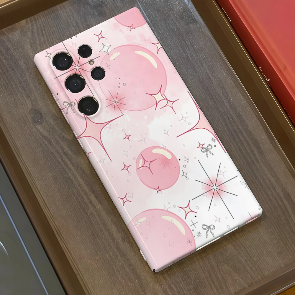 Custodia per telefono Pink Sparkle Bubbles per Samsung Galaxy S25 S24 S23 Ultra Plus A35 A228 Pellicola rigida lucida HD