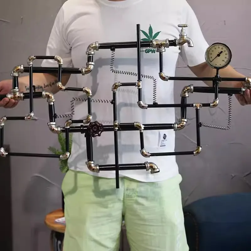 أنابيب المياه الصناعية جدار الفن خمر الحديد ديكور بار مقهى الجدار الشنق زخرفة الإبداعية لوفت نمط الديكور #4