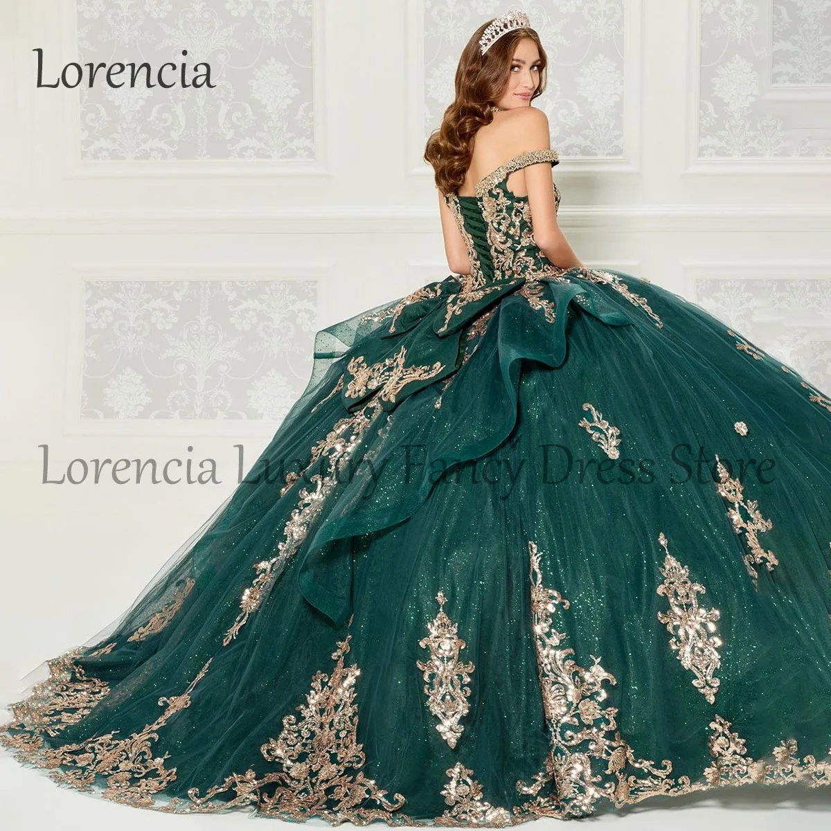 Vestido Princesa Quinceanera com Apliques, Vestidos de Baile Verdes, Sem mangas, Flores 3D, Sweet 16, 15, Formal, Mexicana, 2024