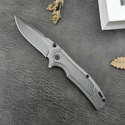 KS 8310 Pocket Flipper Knife 8Cr13Mov Drop Tip Blade 420 Steel Inlaid Carbon Fiber Handle Men's Camping Survival Tactical Knife