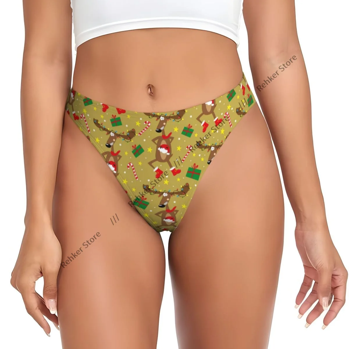Sexy G-string Thongs Women Panties Cartoon Reindeer Pattern Underwear Lingerie Tanga