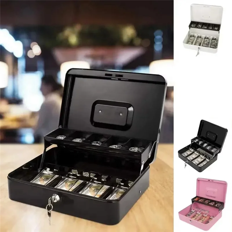

Metal Money Box Withlock Portable Home Safe Withkey Capacity Withmultiple Compartments A-AA26