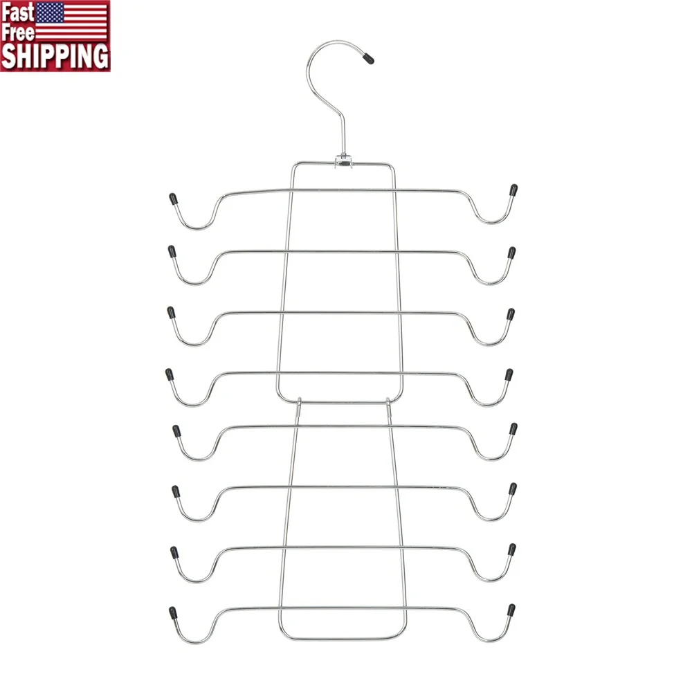 

Heavy Duty Metal Folding Tank Top Bra Hanger Space Saving Organizer Dresses Belts Scarves Ties 4 Tier Closet Storage