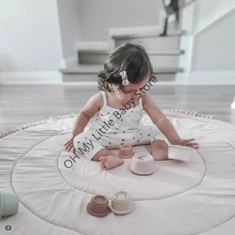 M76C سجادة أرضيات للأطفال من القطن الناعم للعب حصيرة البساط وسادة الزحف بطانية النشاط الأرضي وسادة ديكور غرفة الأطفال