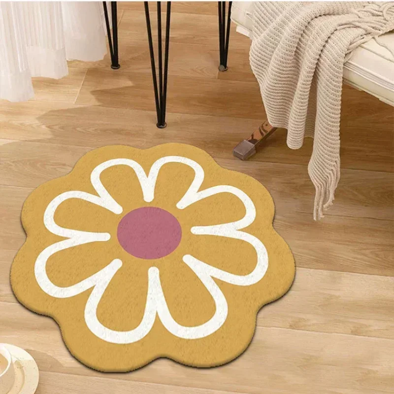 Round Carpet  Aesthetic Sunflower Carpet Cactus Flower Jack Tufted Rug Bathroom Antislip Carpet  Living Room Decoration Mat