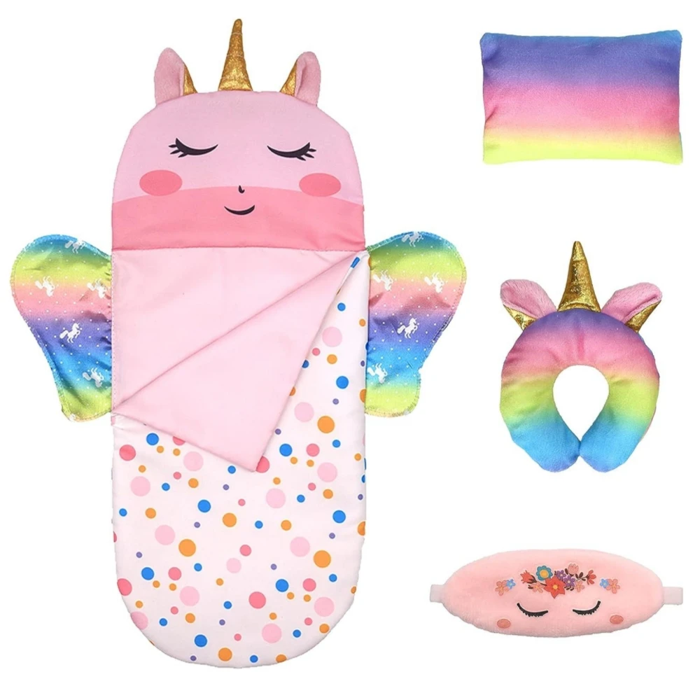 Rainbow Wing Doll Sleeping Bag With Eye Mask Set Suitable For Dolls Of Different Sizes, 10-18 Inch Doll Accessories, 43cm Newbor