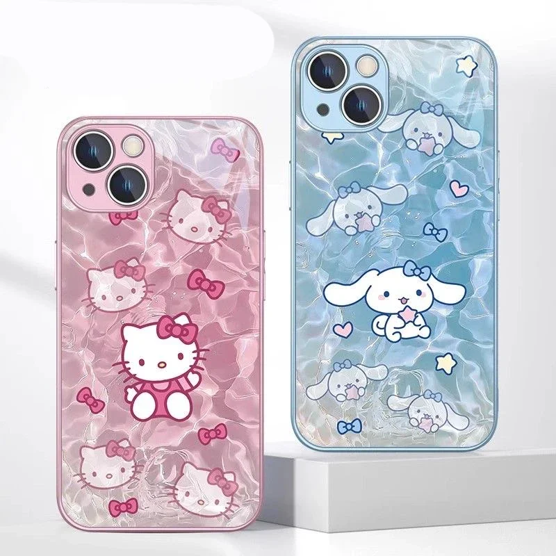 Summer Swim Hello Kitty Metallic-Color Phone Case For Samsung S10 S20 S21 S22 S23 S8 S9 S24 S25 FE PLUS Ultra 5G Glass Hard