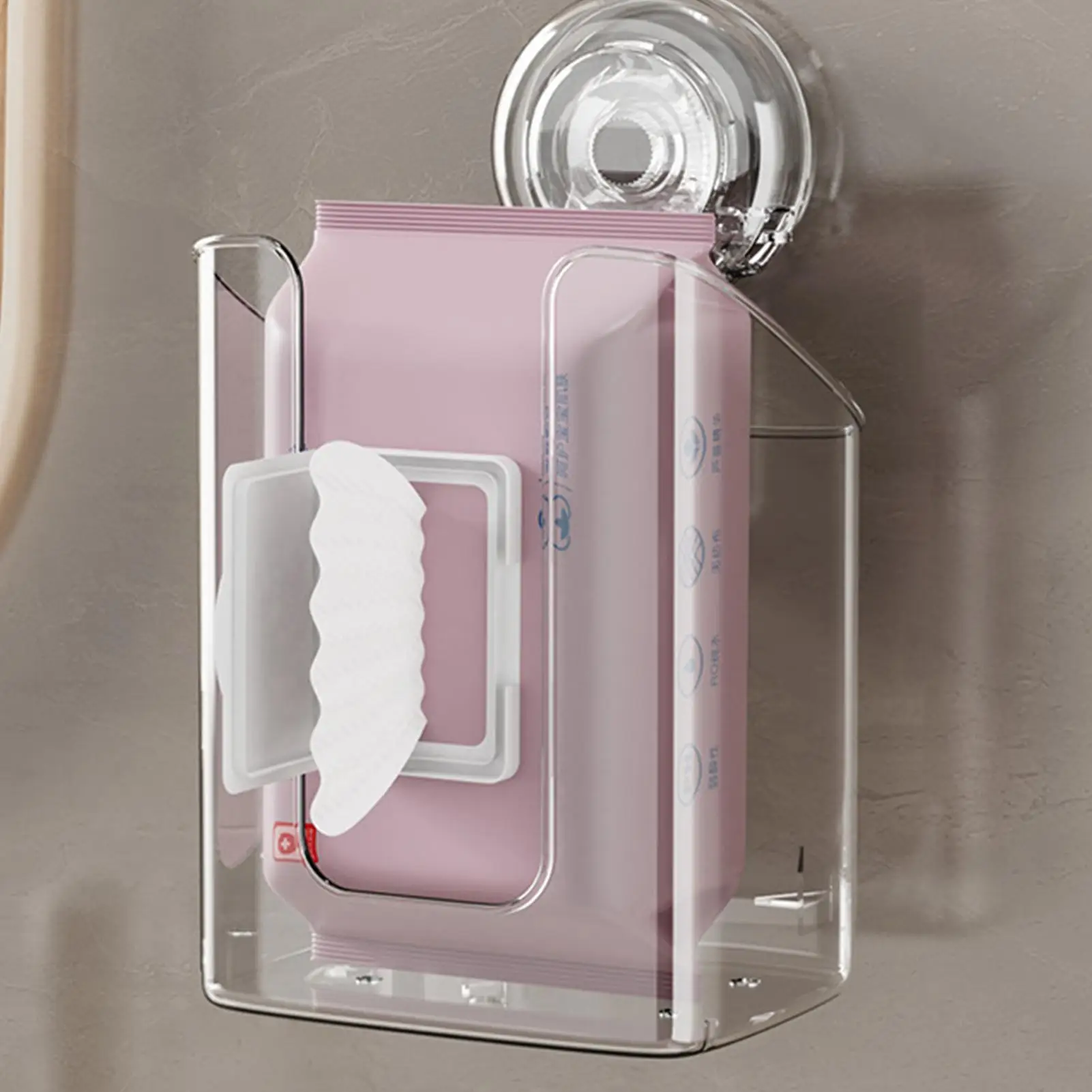 Wall Mounted Wet Wipes Dispenser Suction Cup Wall Mounted Tissue Box Holder Flushable Multifunction Wipe Containers Refillable