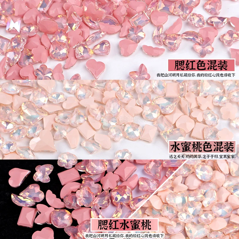 

Sweet Mocha Peach/Rose Color 3D Pointed Bottom Nail Art Rhinestone Stone DIY Manicure Crystal Glass Decoration Diamond Jewelry