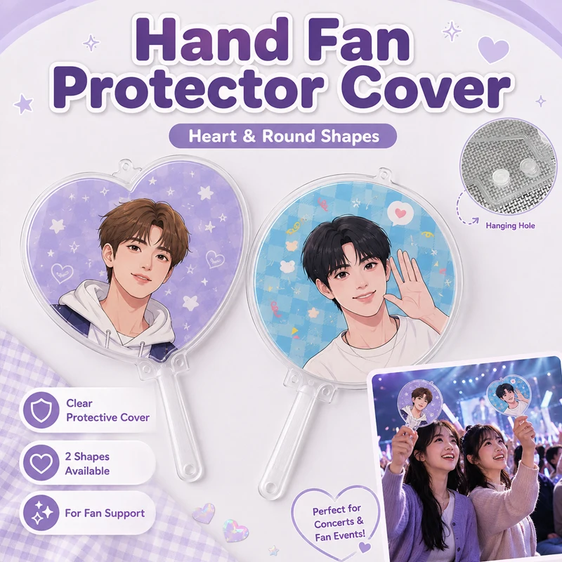 10 Pcs Transparent Thick Heart-Shaped Idol Fan Protective Cover PVC Dust-Proof Idol Supporting Fan