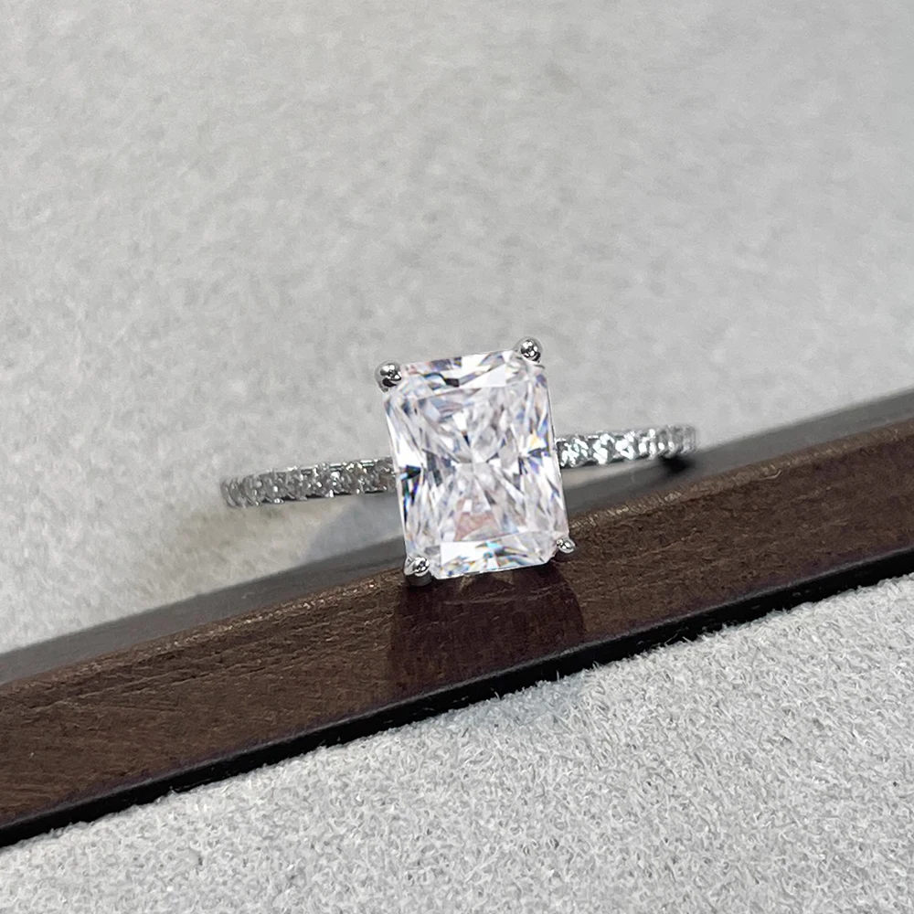 1/2/3/4CT مشع قطع مويسانيتي خاتم الخطوبة GRA معتمد 925 فضة هالة الماس العصابات الزفاف للنساء مجوهرات #2