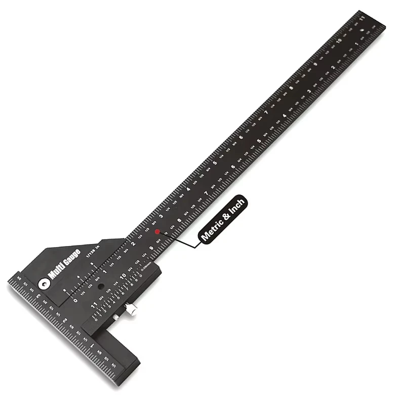 0-280mm Multi Sliding Depth Gauge Aluminum Alloy Square Ruler Woodworking Scriber Multifunctional Measuring Ruler Scriber Tools