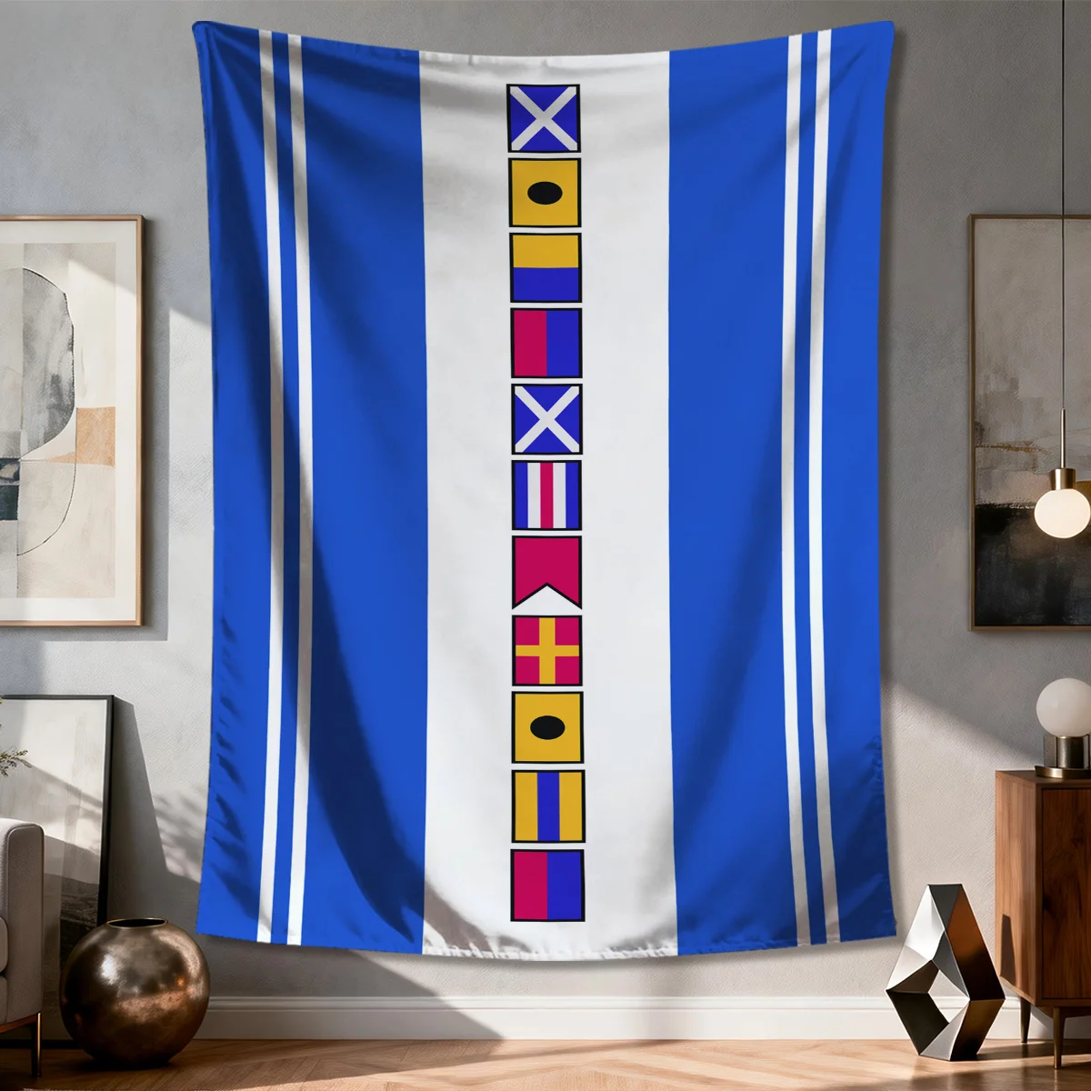 Blue Stripe Abstract Geometric Tapestry Wall Hanging Home Decor Art Print Modern Living Room Accent Decoration 150x300cm