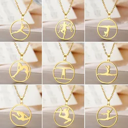 COOLTIME Round Gymnastics Pendant Necklace for Women Stainless Steel Trend Sports Dance Gymnast Jewelry Choker Gift 2026 New