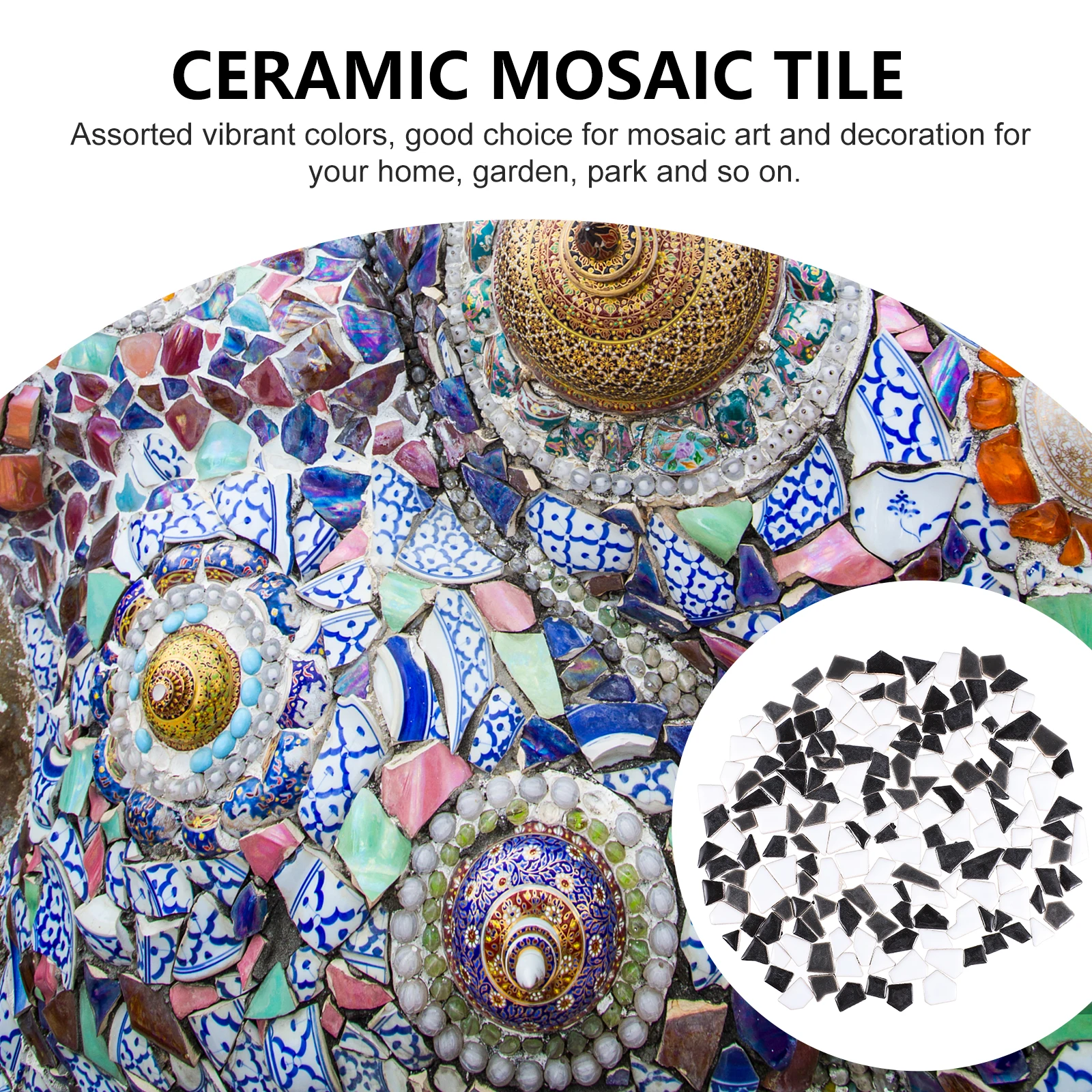 

200 G Mosaic Tiles Black for Craft Mixed Color and Crafts Small Ceramic Broken Supplies Child