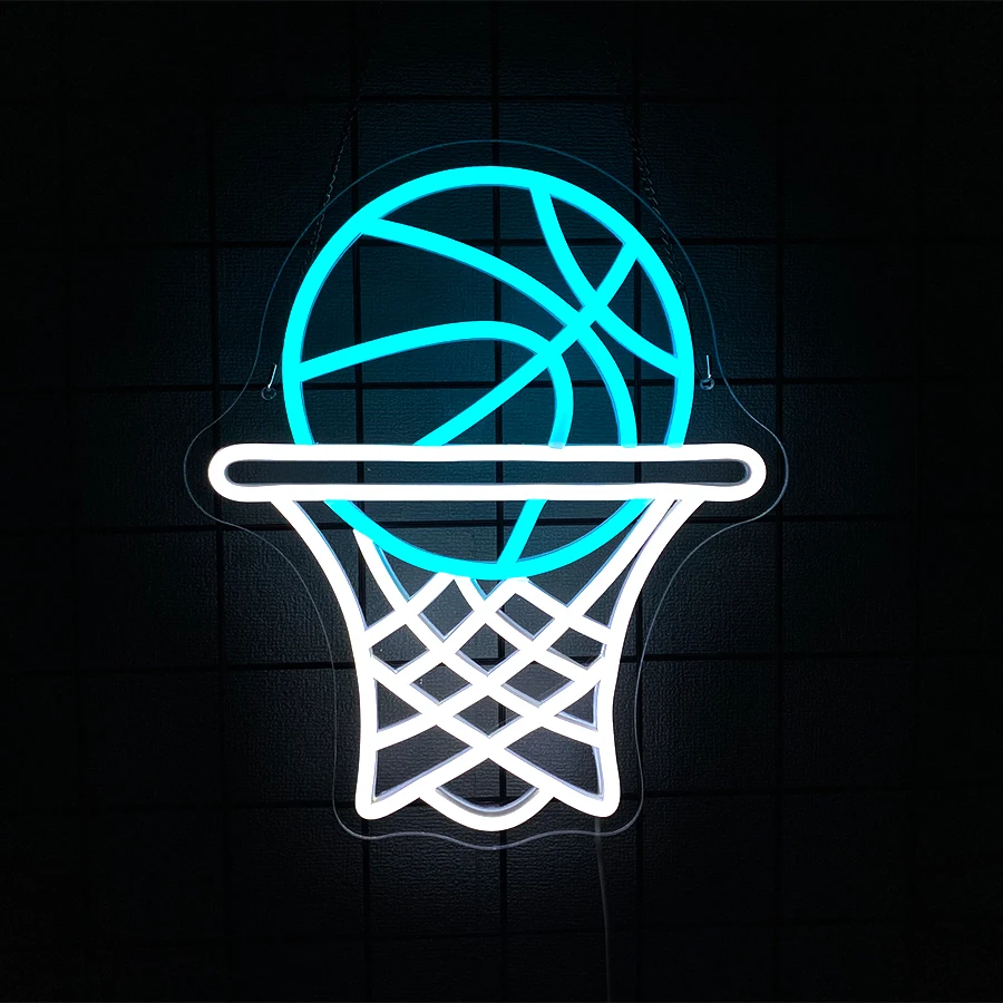 Basketball Framed Led Neon Sign Wall Decor, Used For Bedroom, Game Room, Man Cave Dormitory Party Sign, Boy'S Birthday Present.