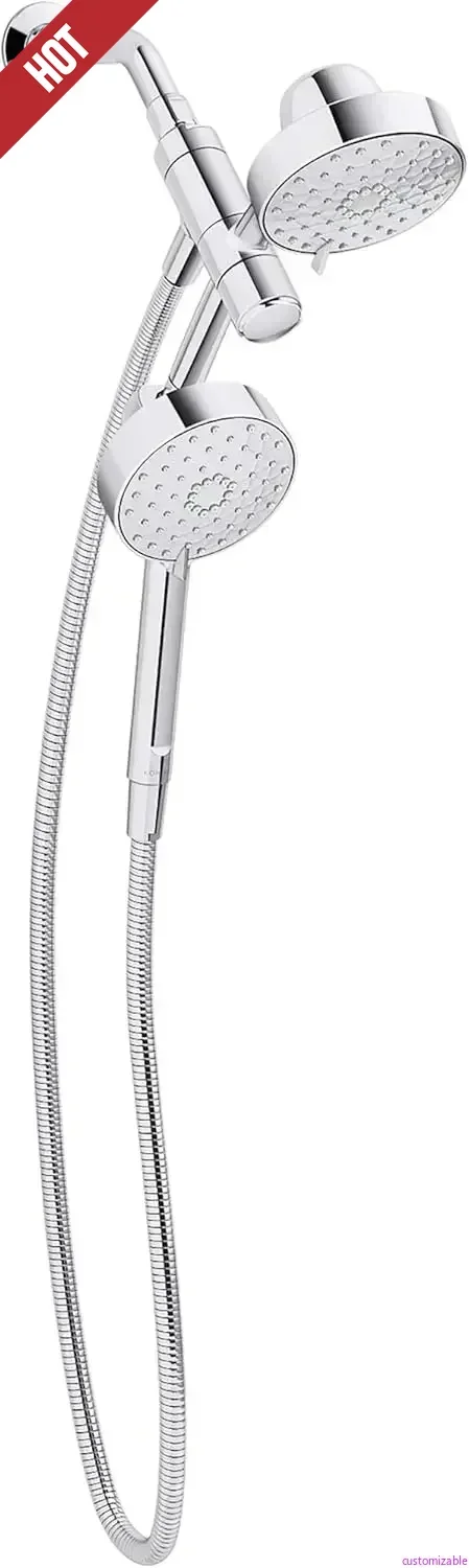 

Customizable 23218-CP Awaken 2-in-1 Multifunction Shower Combo Kit, Showerhead And Handshower Set, 2.5 GPM, Polished Chrome